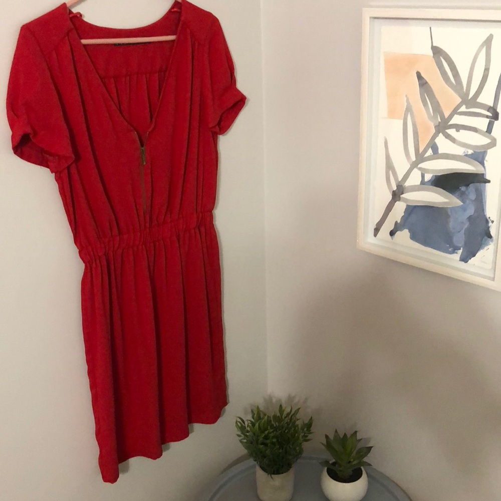 Red Zara basic dress sized medium